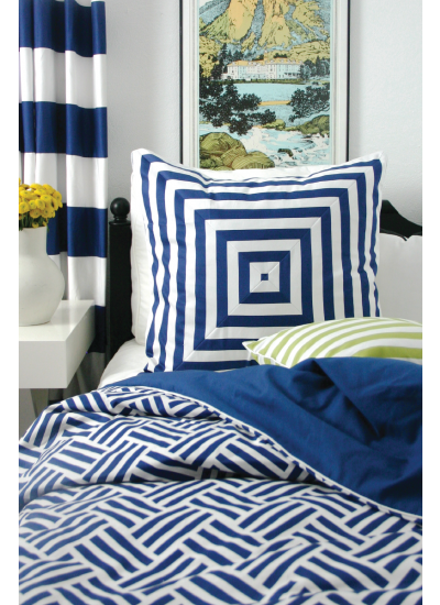 Trenna Travis Bekko Inspiration - navy pillow and curtains