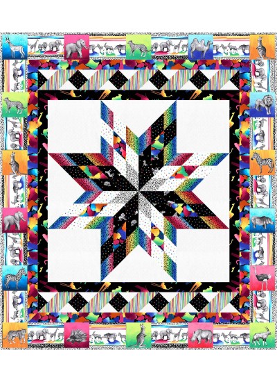 kaleidoscope quilt by Project House 360 Black and white and bright allover 