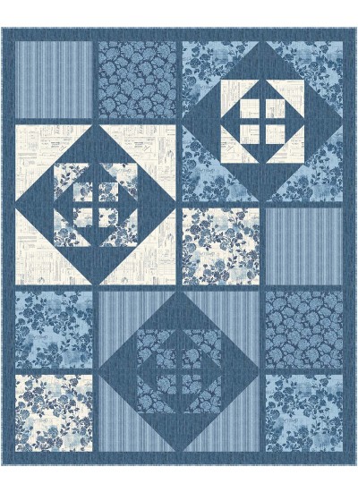 ripples cubed- blue jean baby by Canuck Quilter Designs  / 55.5"x68.5"