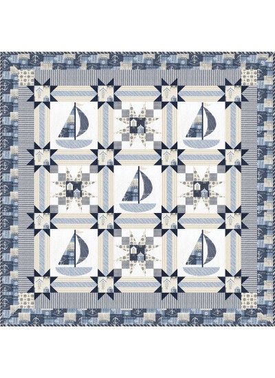 Set Sail Bon Voyage Quilt by Christine Stainbrook /51"x51"" - free pattern available in February