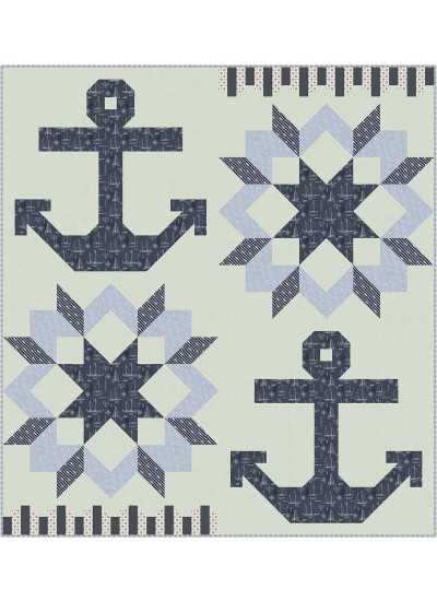 Anchors Aweigh Bon Voyage Quilt by Miss Winnie /96"x104"