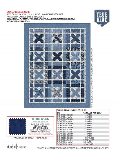 BOXED KISSED BY CANUCK QUILTER DESIGNS FEAT. TRUE BLUE KITTING GUIDE