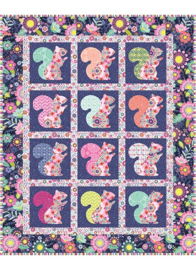 Beau the Squirrel Quilt  by everyday stitches / 41"x51"