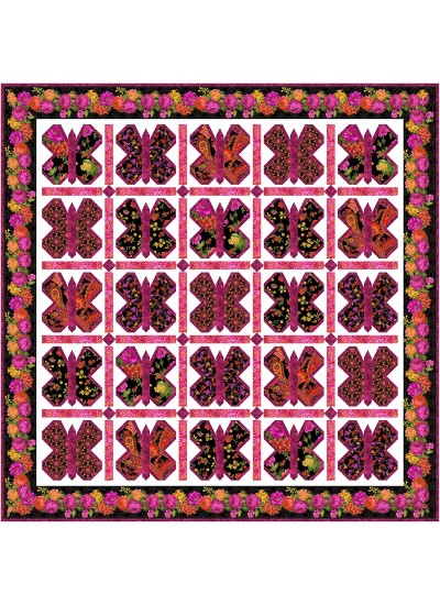 Butterfly Dance Red Quilt Opulent Floral by Natalie Crabtree /79"x79"
