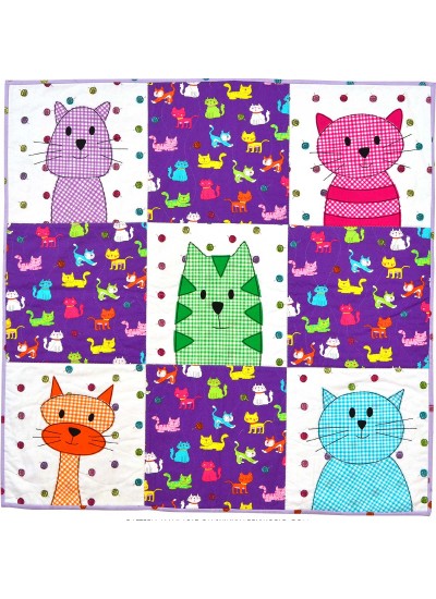 Cat Time Checkerboard Baby Quilt by Wendy Gratz from Shiny happy World