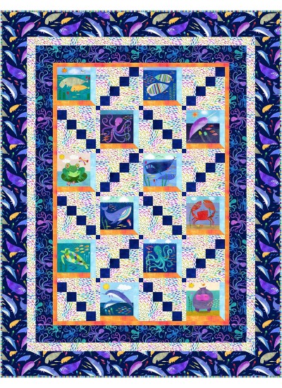 Window Panes Quilt Colorful aquatic by the Fabric Addict 