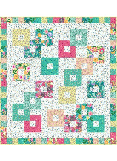 Chain Reaction Colorful Cottage Quilt by Swirly Girls Design - 60"x66"
