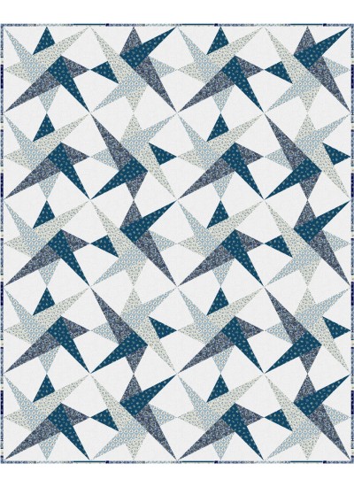 Spinners Quilt feat. Cottagecore Blue by Christine Stainbrook   - Free Pattern Available in September, 2024