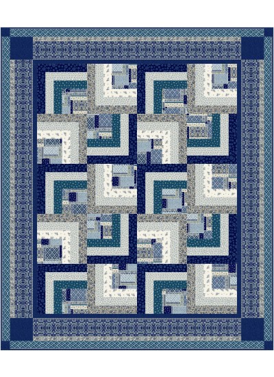 HIdden Cottage Boxes Quilt feat. Cottagecore Blue by Ladebug Design