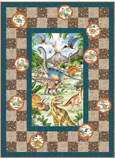 Dino Blocks & Wheels Dinosaurs, Dinosaurs Quilt by Ladeebug Design /44"x60"