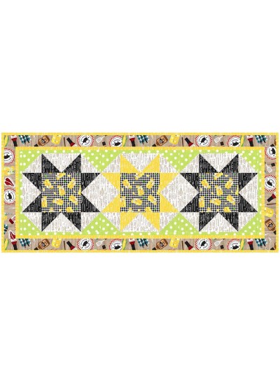 Easy Star Table Runner Best BBQ Ever Quilt by Fabric Addict  /18"x42" 