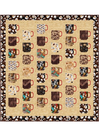 Let's meet for coffee quilt feat. espresso yourself By Natalie Crabtree   - Free Pattern Available in September, 2024