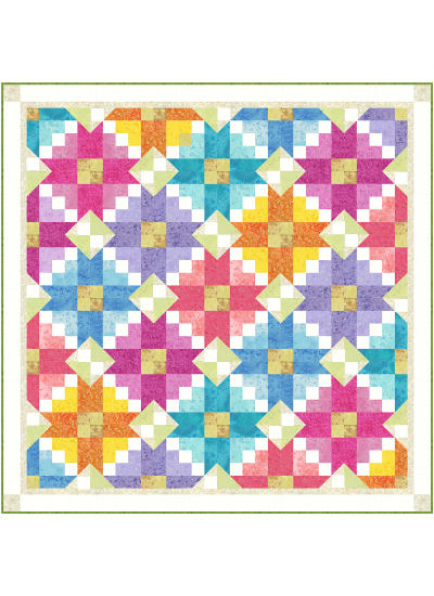 Flower Field Quilt feat. Fairy Frost by Marsha Evans Moore - Free Pattern Available in June, 2024