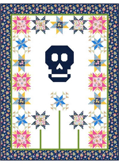 vida y muerte fiesta quilt by miss minnie designs /74"Wx98"W 