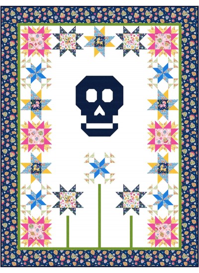 vida y muerte fiesta quilt by miss minnie designs /74"Wx98"W 