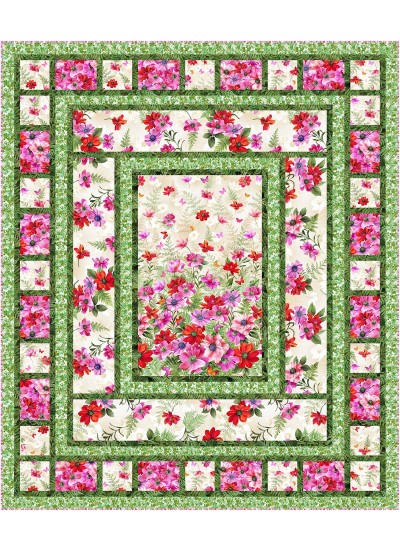 flower boxes red - floral fantasy by ladeebug design /67"x79"