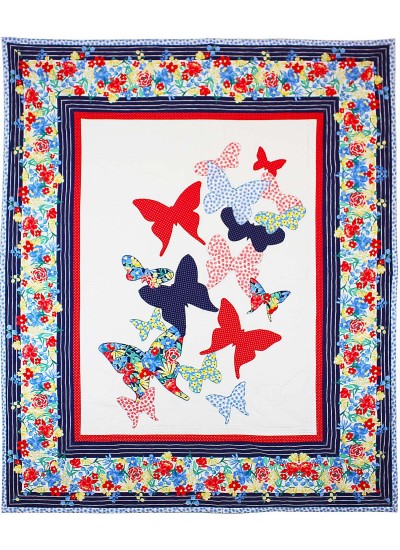 Flutterby Quilt Designed by Emily Herrick, Quilted by Nancy Iacono / 73"x98"