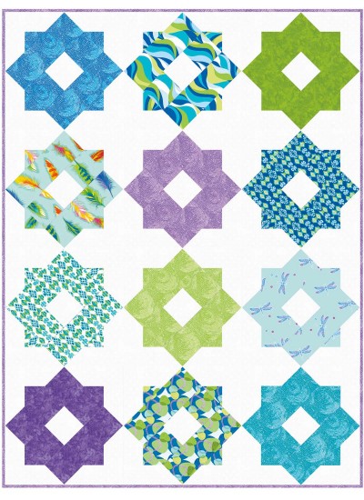 Garden Delight Aqua Quilt by Susan Emory /54"x72"