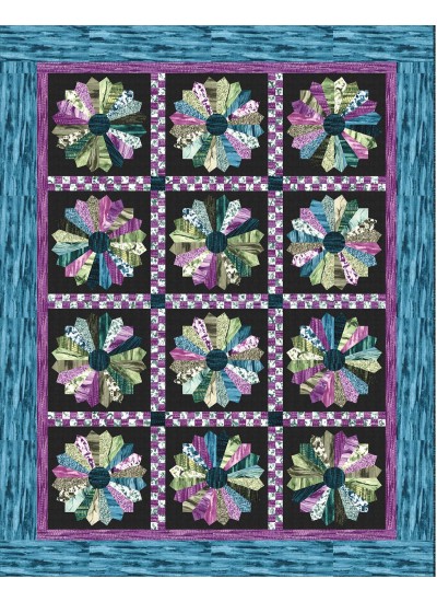 Strata Granite Blooms Basil Quilt by Heidi Pridemore /59"x75"