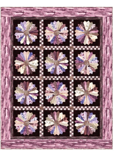 Strata Granite Blooms Aubergine Quilt by Heidi Pridemore /59"x75"