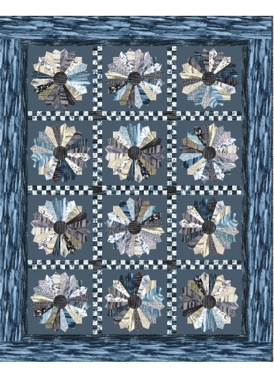 Strata Granite Blooms Graphite Quilt by Heidi Pridemore /59"x75"