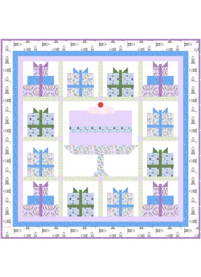 Happy Birthday Lilac Quilt by Natalie Crabtree /68-1/2"x68-1/2"