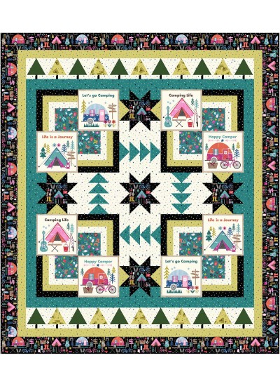tree line happy camper quilt by fabric addict /67"Wx77"H