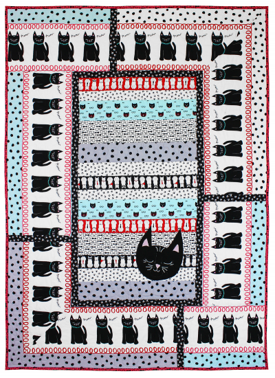 Here Kitty Kitty Quilt by Marinda Stewart / 40x56"