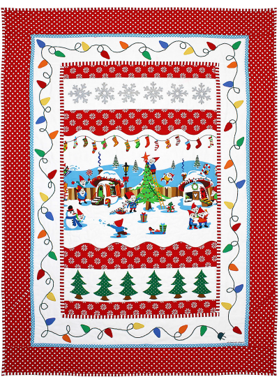 Holly Jolly Gnomes Quilt by Marinda Stewart / 41x56"