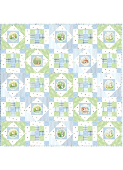 Hop Along - Blue Quilt by Susan Emory /50"x50"