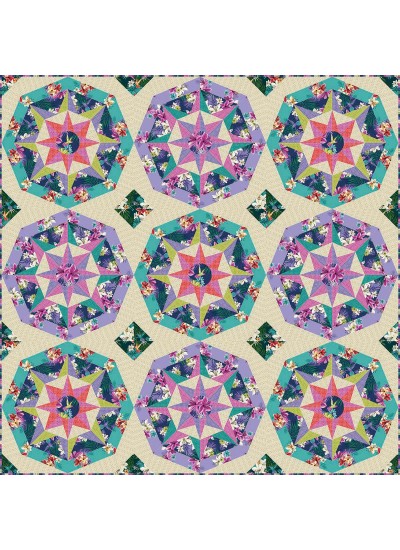 Hummingbirds and Hibiscus Quilt by Heidi Pridemore /60"x60"