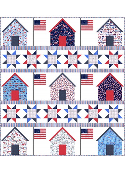 Independence Day hometown america quilt by Natalie Ctabtree /66"wx73"H 