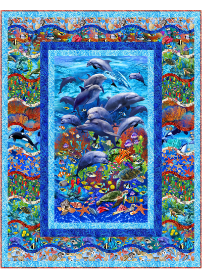 reef life JEWELS OF THE SEA quilt by marsha evans moore /49.5"Wx63.5"H 