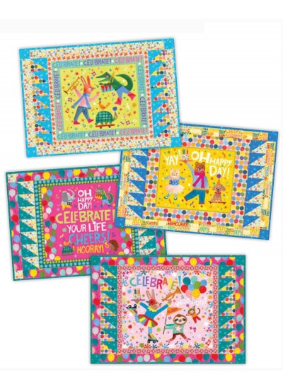 party time placemats  feat. joyful jamboree by project house 360- free pattern available in april, 2026