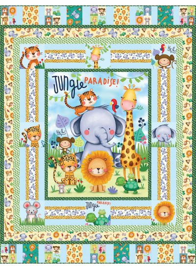 Going on Safari Jungle Paradise Quilt by Whimsical Workshop /62"x82"