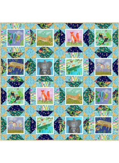 Block Talk Stars Quilt feat. Jungle Menagerie By Swirly Girls Design 