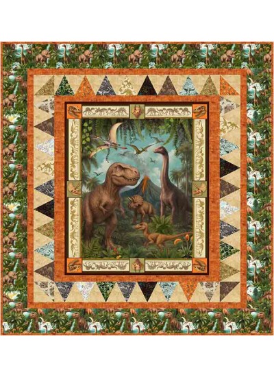 Dinoland Quilt feat. Jurassic Wilds by Natalie Crabtree- free pattern available March 2027