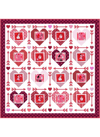Struck by Cupid Quilt (White) feat. Kiss Me Quick! by Natalie Crabtree - free pattern available October 2026