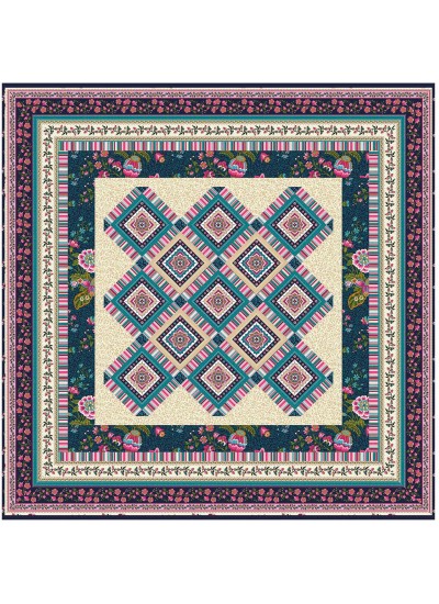 Provencial La Fleur Tiles Taupe Quilt by Diane Nagle /48"x48"