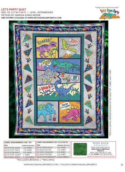 Let's Party feat. Dino Pizza Party by Marsha Evans Moore Kitting Guide