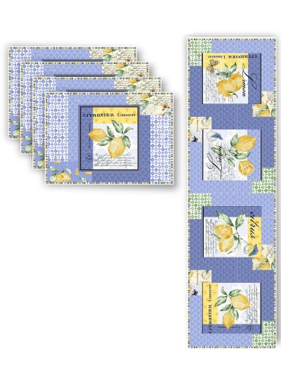 Limoncello Placemats & Runner by Poorhouse Quilt Designs 