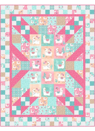 Panel Blast Llama Nirvana Quilt by Swirly Girls Design /63"x81"