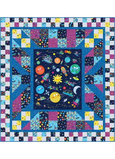 Panel Blast Lost in Space Quilt by Swirly Girls Design /75"x81"