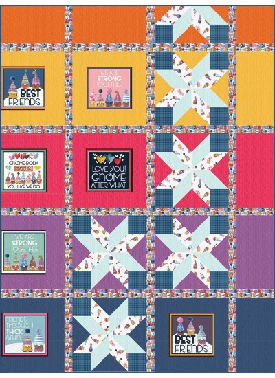 Exploding 4 Patch Love You! Gnome-Atter What Quilt by Everyday Stitches - 60"x80"