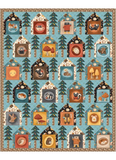 It takes a village meet me in the forest Quilt by coach house Designs /50"x62"