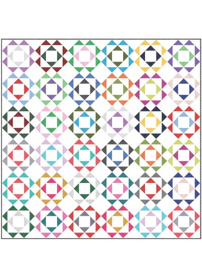Mod Flowers feat. garden pindot Quilt by heidi Pridemore /54"x54"