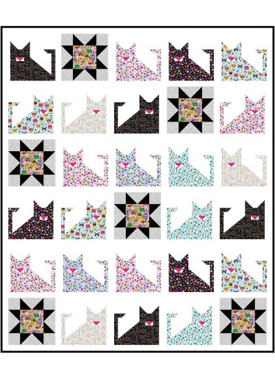 Mod Kittens Quilt Puddy cats by Natalie Crabtree /69"x82.5"