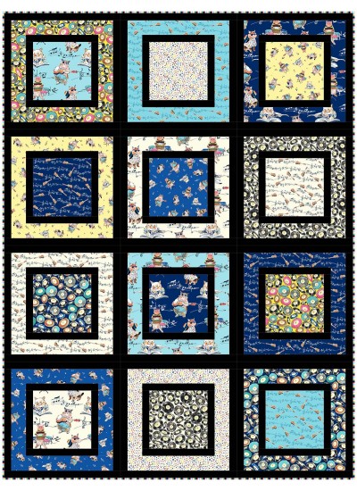 cats in the garden quilt by heidi pridemore 48"x64"