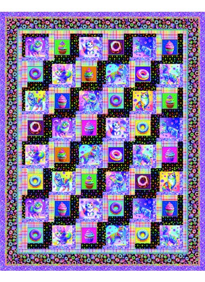 Cupcakes & Kitties Quilt feat. Neon Cats by The Whimsical Workshop