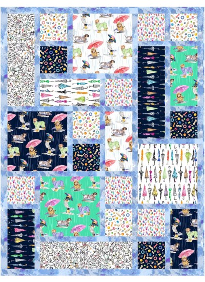 Rainy Quarter Tiles feat.Paws in the Rain by Ladeebug Design